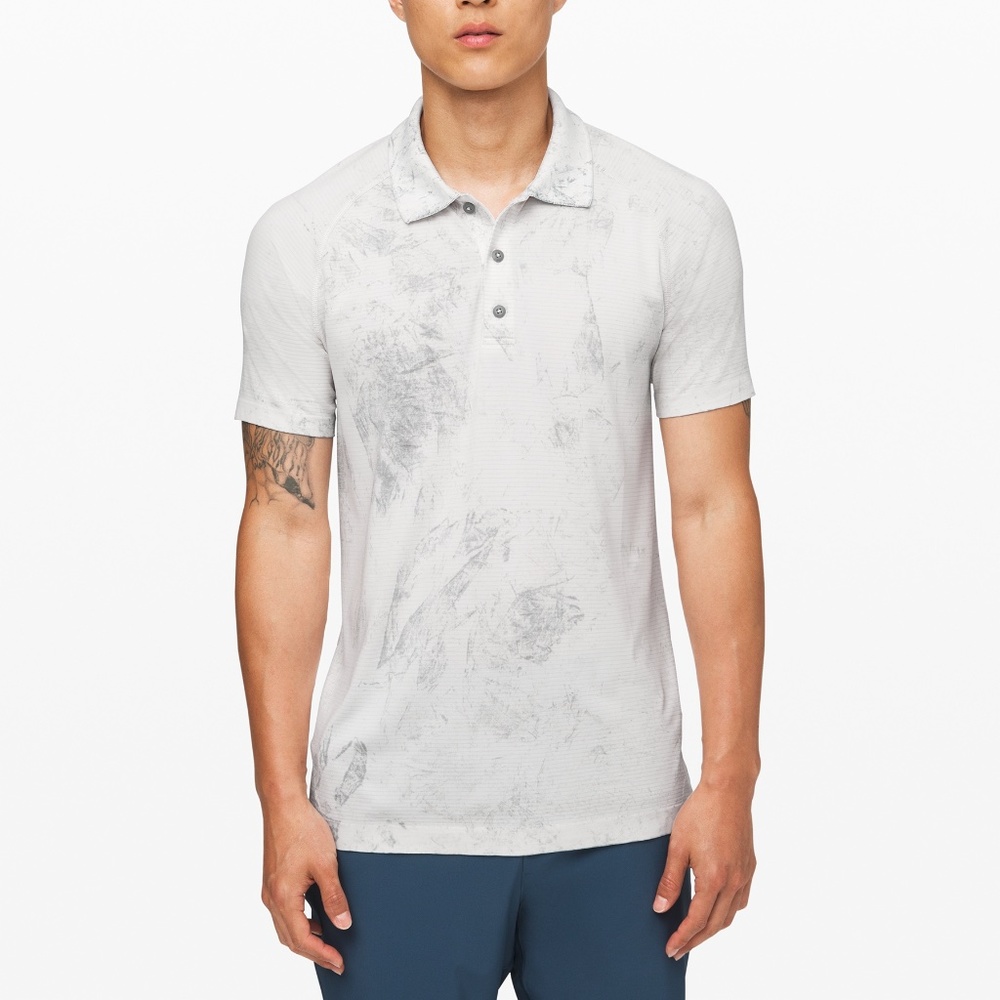 Men's Metal Vent Tech Polo - White & Grey